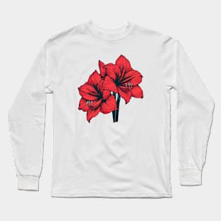 Two Pair Of Red Amaryllis Long Sleeve T-Shirt